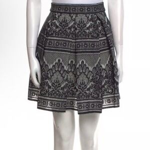 Maje Black and White Lace A-Line Skirt